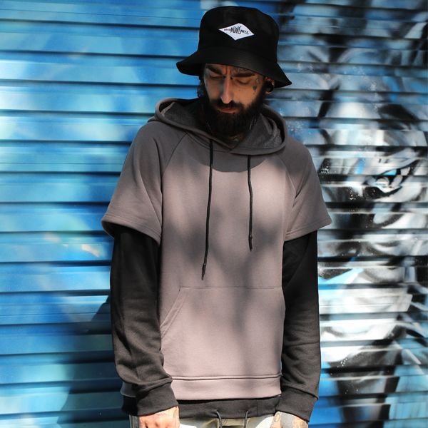 

2020 men streetwear hip hop hoodie sweatshirt print color block harajuku winter hoodie pullover cotton, Black