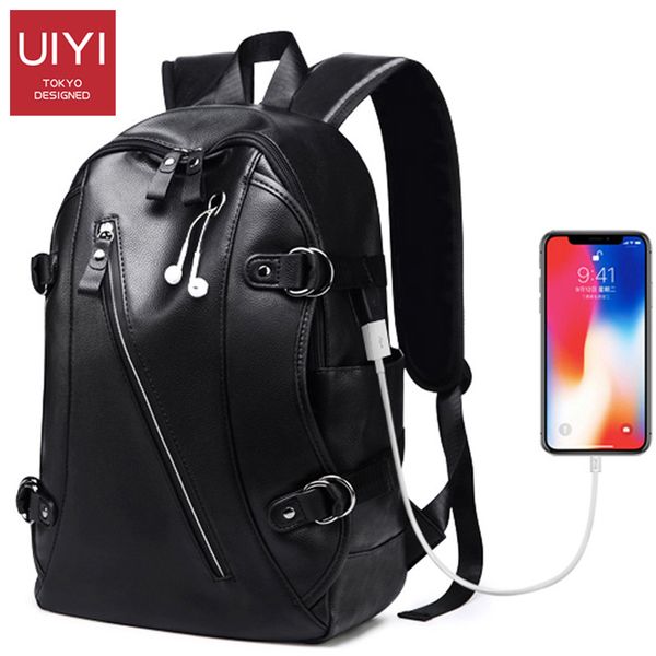

simple casual backpack men's backpack large capacity hip hop pu leather travel bag fashion student college style school bag
