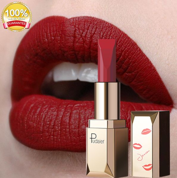 

pudaier matte lipstick waterproof lip makeup 26colors long lasting moisturizer lip tint black pigment rouge a levre mat bea150 dhl
