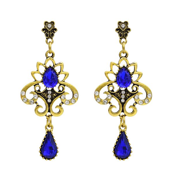 

turkish boho gold metal italy rhinestone statement earrings creative vintage carved hollow out drop dangle earrings for women festival party, Silver