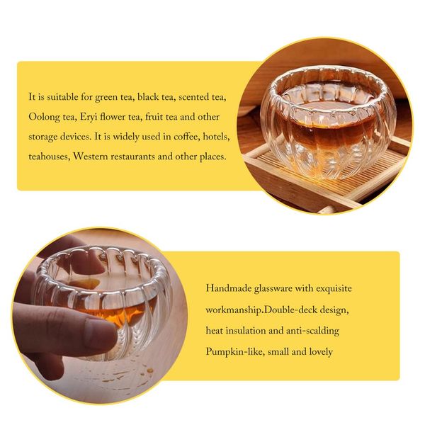 

pumpkin shape double wall striped tea cup teapot cup heat-resistant glass resistant tea cups heat resistant