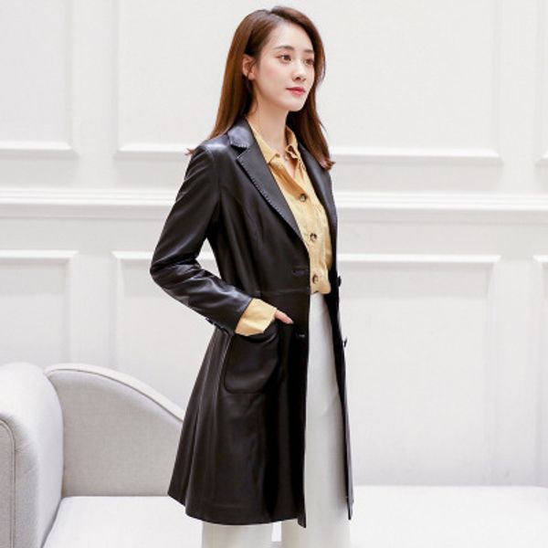 

2019 new fashion genuine sheep leather jacket h24, Black