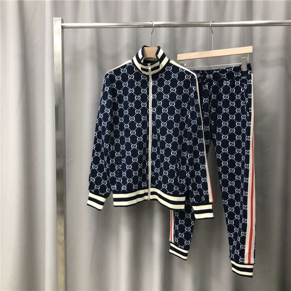 

luxurious italy brands design gc full letter print tracksuit coat and trousers sets streetwear sweatshirts outdoor long pants and pullover, Blue;black
