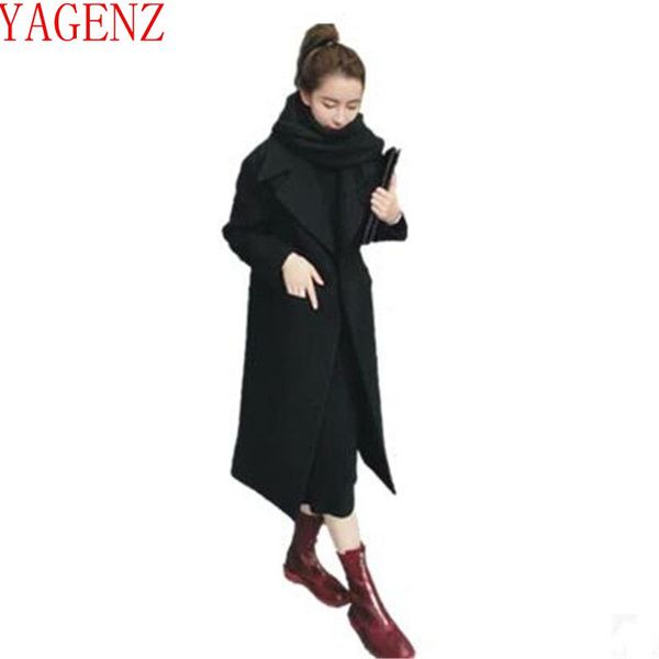 

yagenz large size women the winter clothes new product wool coat han edition women clothing loose elegant cashmere coat kg658, Black