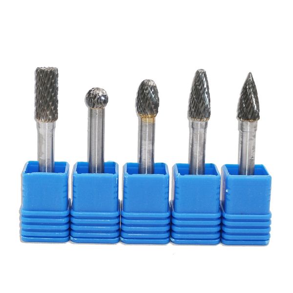 

5pcs set carbide rotary file 6x8mm double grain tungsten steel barrel sharpening knife engraving grinding head tool