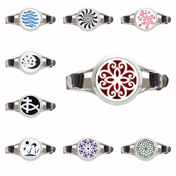 

30mm diffuser locket watch bracelet pu leather wristband flower 316l stainless steel perfume locket 10pcs pads gift, Golden;silver