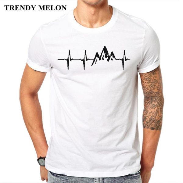 

trendy melon new arrival 2020 fashion men t shirt mountain heartbeat t-shirt short sleeve casual summer tee maa30, White;black