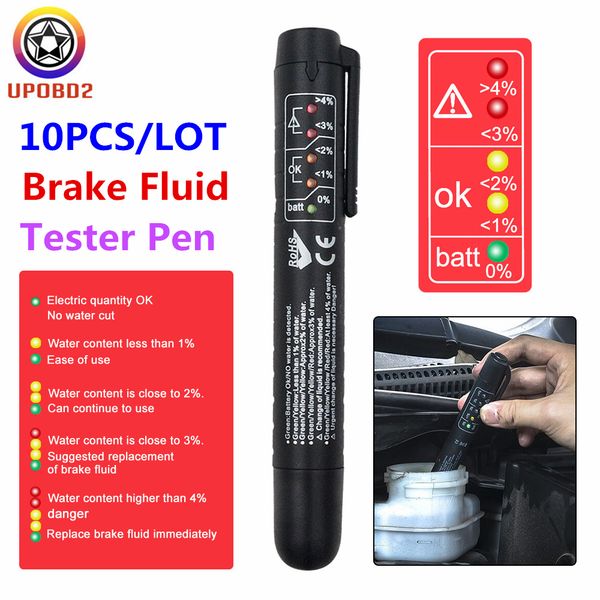 

10pcs obdii car brake fluid tester pen with 5 led 5 led diagnostic tools brake oil tester accurate oil quality