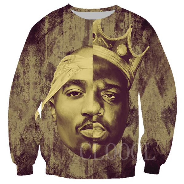 

2019 rapper 2pac tupac biggie smalls sweatshirt 3d print mens women sportswear fashion sweatshirts couple streetwear pullovers b280, Black