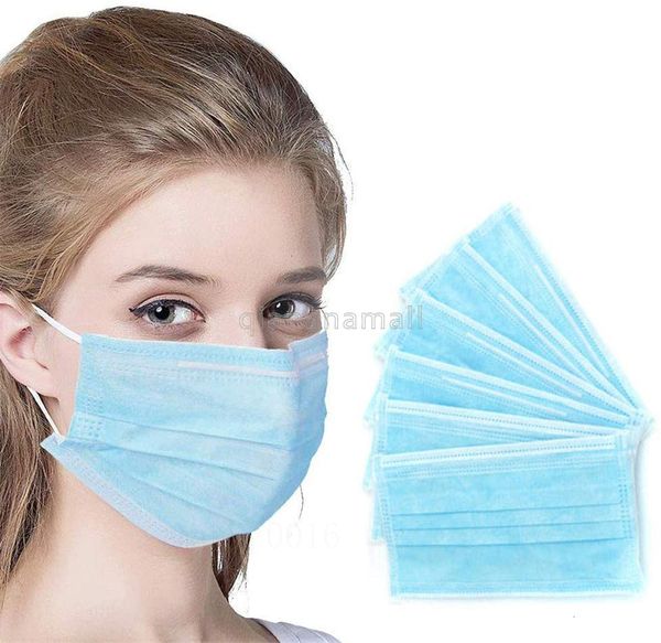 

уход за лицом популярные 50pcs синего одноразовой 3 слоя пылезащитной для лица маски обложки респиратор 75me
