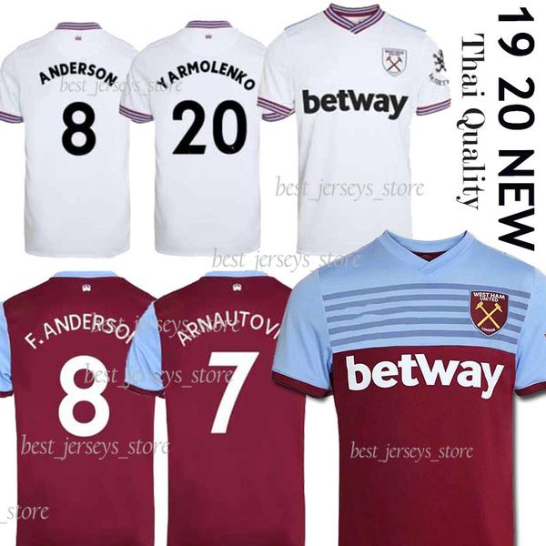 

Thailand West Ham 2019 2020 ARNAUTOVIC soccer jersey ANTONIO LANZINI F.ANDERSON Football jerseys 19 20 NOBLE CHICHARITO maillot de foot