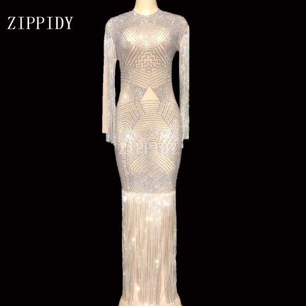 

crystals chains mesh perspective dress evening party long dresses birthday celebrate dress singer performance youdu, Black;red