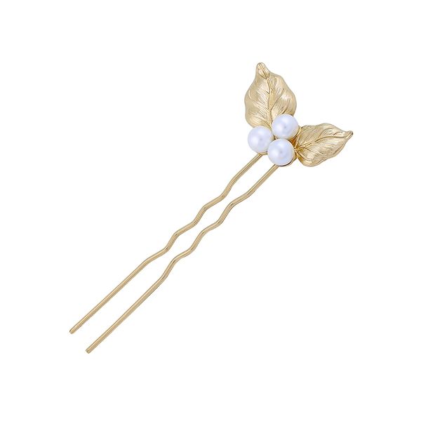 

new fashion hairpin classical acrylic pearl leaf hairpin for women sell wholesale handmade jewelry accessory, Golden;white