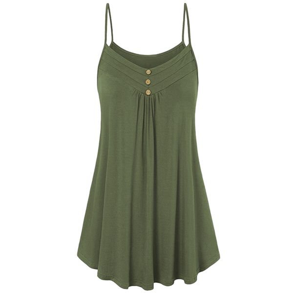 

plus size solid loose button camisole summer casual v neck tank fashion sleeveless vest blouse ropa mujer verano 2019#y15, White