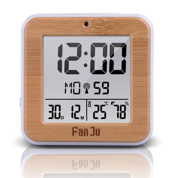 

rectangular fj3533 lcd small digital alarm clock indoor temperature humidity dual alarm clock night light sensor snooze function
