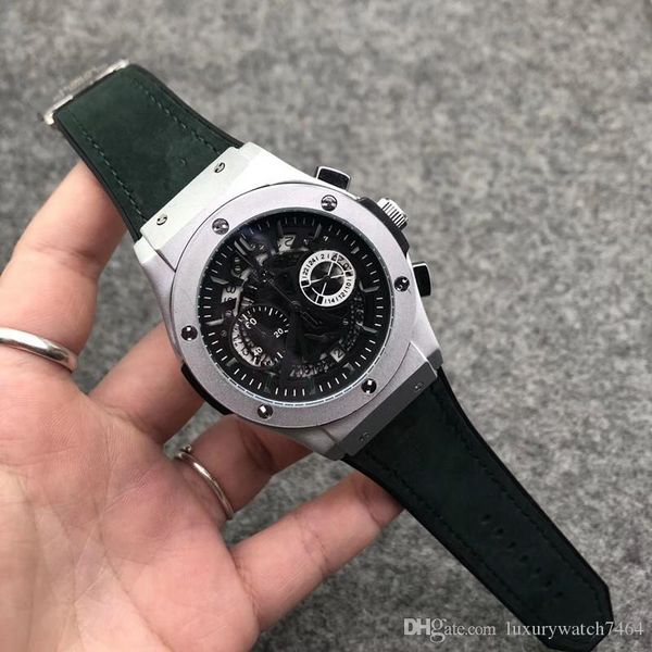 

men's fashion watch large dial calendar casual leather strap outdoor sports quartz watch brand watch multi-function leather fashion bra, Slivery;brown