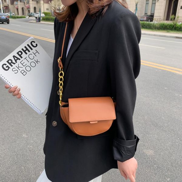 

fashion saddle shoulder bag women pu crossbody handbags ladies chain shoulder messenger bag ladies solid small purse