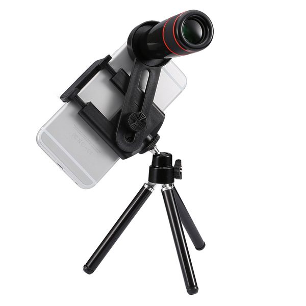 

universal 12x zoom phone telep lens kit w/ tripod mount stand for phone