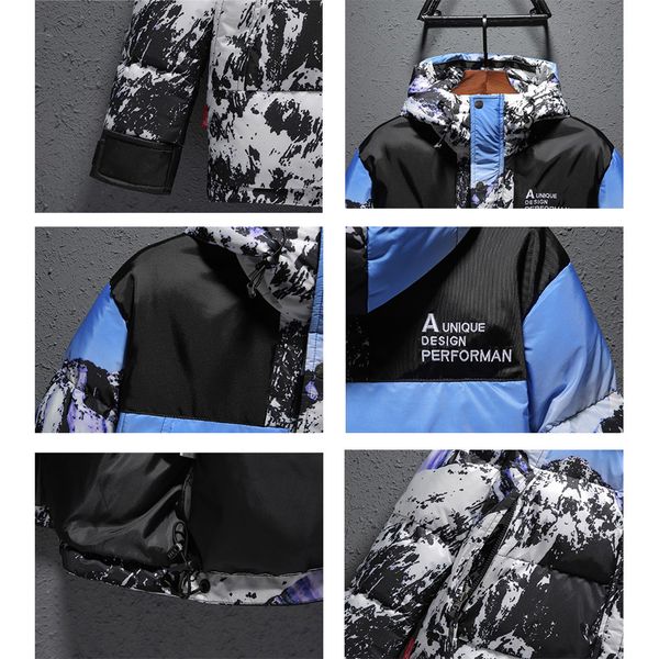 

men designer down jackets 2019 fashion snow nountain down coat mens outdoor loose hooded coat luxury casual coat asian 2019 new trend