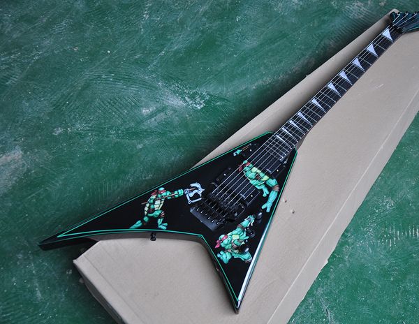 

wholesale factory custom black electric guitar ,double rock,black hardware 0521