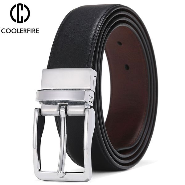 

new strap male genuine leather belts for men rotatable buckle genuine leather belt men reversible casual jeans belt hq113, Black;brown