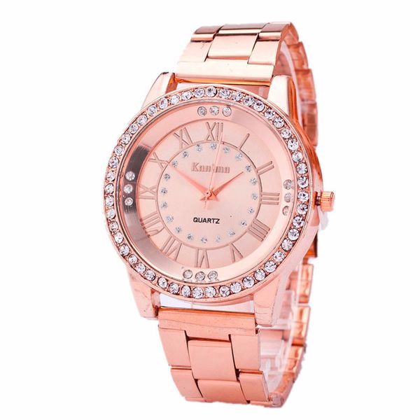 

luxury crystal bracelet watch women quartz watches fashion stainless steel band analog quartz round wrist watch %9, Slivery;brown