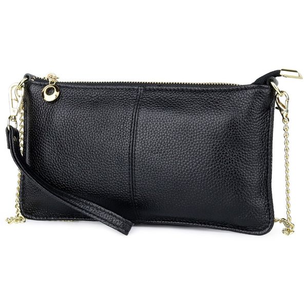 

2019 new arrivals women chain bags 100% genuine leather ladies day clutch with hand rope fashion zipper bag for female