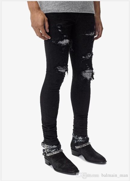 

mens designer jeans classic straight biker jeans casual trousers hole cowboy famous brand zipper tear patch us size 28-40, Blue