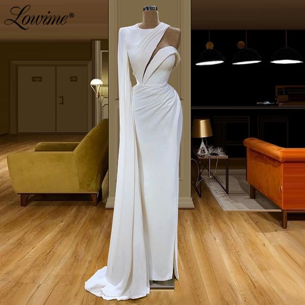 

middle east women formal dress vestido one shoulder prom dress 2020 turkish dubai long evening gown white celebrity party, White;black