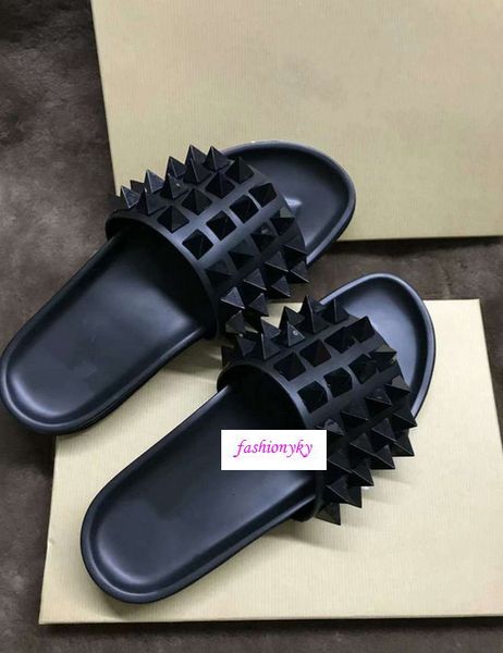 

donna studded willow nail slippers designer willow nails soft bottom rubber slippers men's nail shoesoriginal box, Black