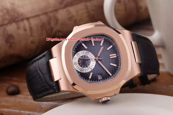 

3 style elling 40.5mm nautilus 5980 5980r-001 18k rose gold leather mechanical transparent automatic mens watch watches, Slivery;brown