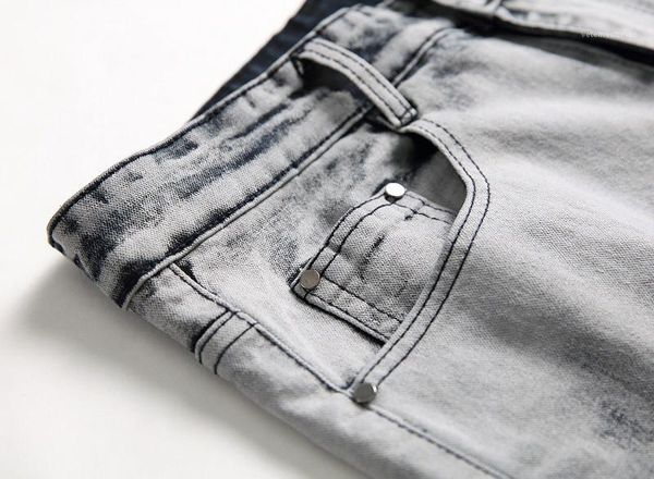 

mens pants fashion male apparel distrressed blue white holes stretch mens long jeans regular mid waist straight
