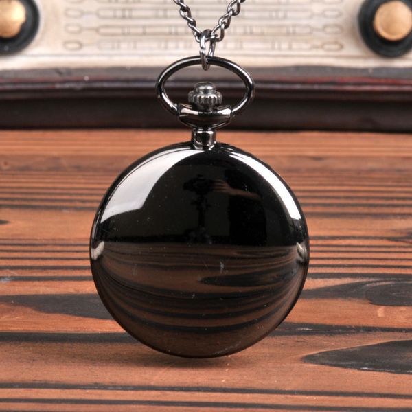Гладкие и яркие модные ретро двухсторонние карманные часы черные карманные часы с ожерельем карманные часы