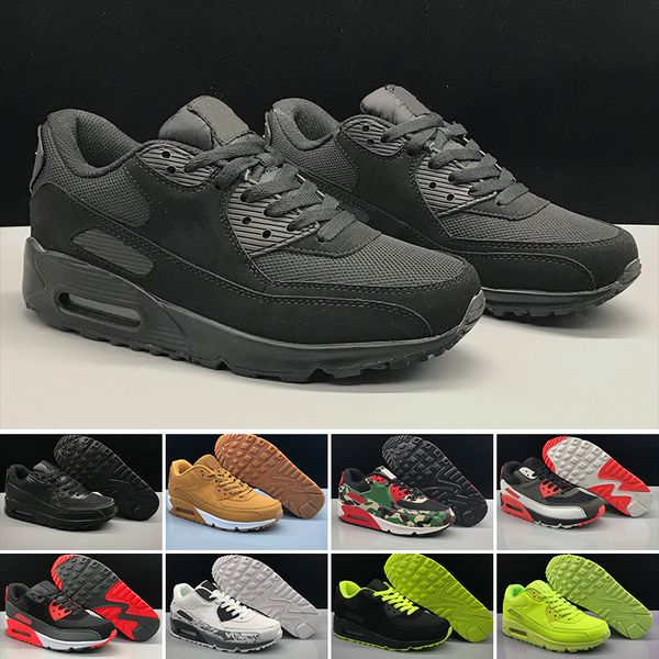 

New Men womens Shoes classic 90 Men and women Running Shoes Black Red White Sports Trainer Air Cushion Surface Breathable Sports Shoes 36-45