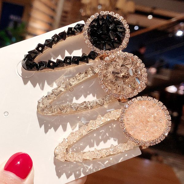 

lady charm crystal beads gems geometric hair clips girls sweet headband hairpins barrettes fashion hair accessories, Golden;white