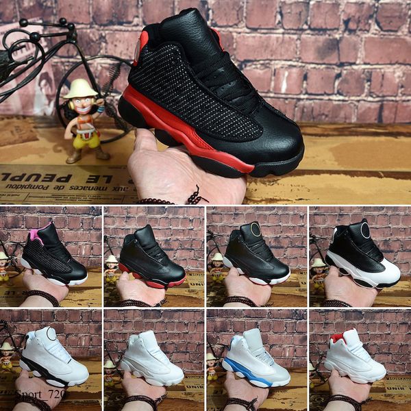 

nike air jordan 13 мальчики девочки 13 дети баскетбол обувь детские 13s 13 14 dmp пакет плейофф спортивная обувь малыши день рождения подаро, Black
