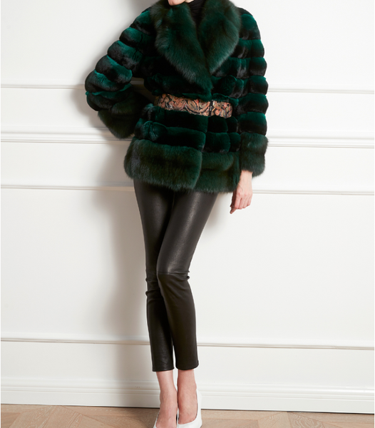 

arlene sain 2020 elegant aura high luxury blue purple blue with sable modification lapel short fur coat, Black