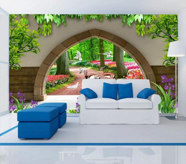 

custom mural wallpaper 3d soft woods garden landscape luxury wall paper l living room tv backdrop murales de pared 3d