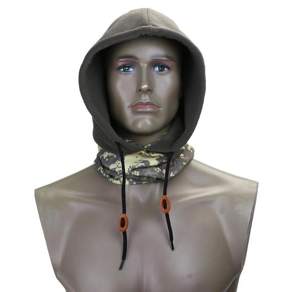 

winter outdoor ski riding windproof fleece warm neck hood hat, Black