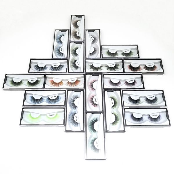 

colored 3d faux mink lashes bulk dyeing eyelash vendor blonde pink red blue purple green private label colorful silk fake eyelashes dramatic
