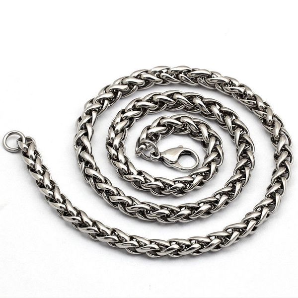 

wholesale 3/4/5mm 18-30" mens silver tone stainless steel wheat braided chain necklace fashion jewelry gift