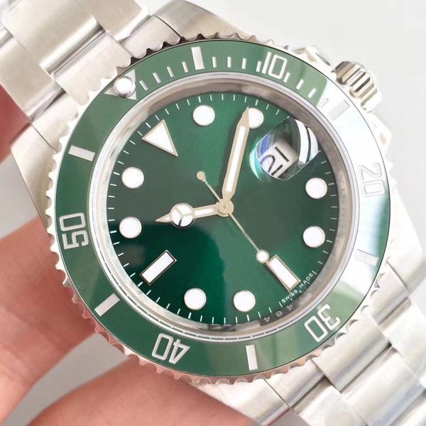 

classic style automatic mens watches 116610lv 40mm green dial stainless steel strap glidelock ceramic bezel men mechanical watch, Slivery;brown