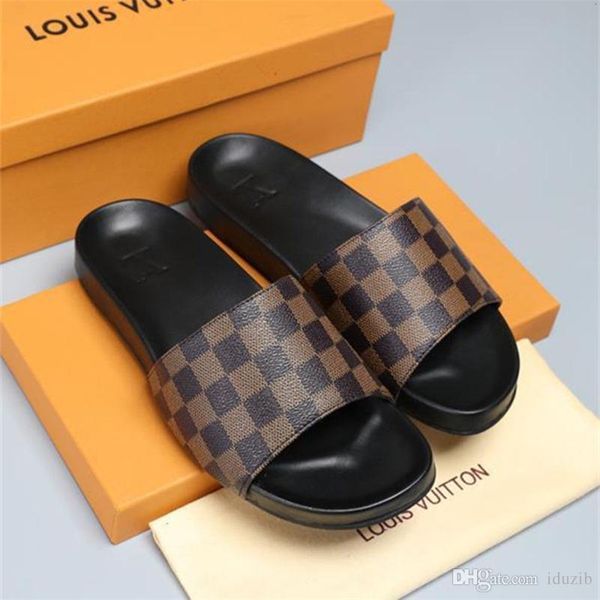 

newst brand luxurious brand men summer rubber sandals beach slide fashion scuffs slippers indoor shoes size 38-44, Black
