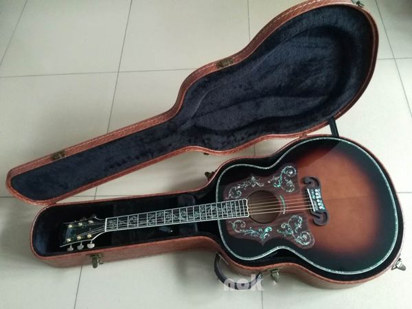 

custom deluxe vintage sunburst color 43 inch acoustic electric guitar,customize logo of charge