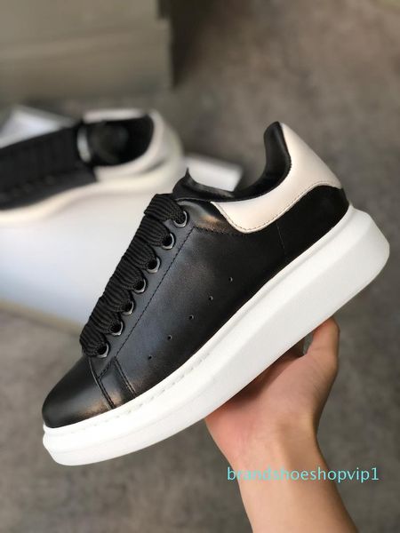 

new women's white platform shoes 3m reflective 100% leather mens designer shoes exaggerated-sole oversized sneakers sz 4-11 with dust b, Black
