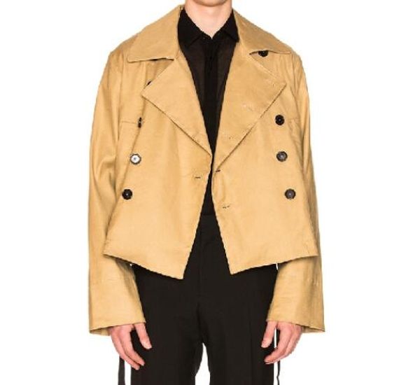 

s-6xl 2019 spring men's new fashion personality customized slim-fit short simple lapel double-breasted jacket, Tan;black