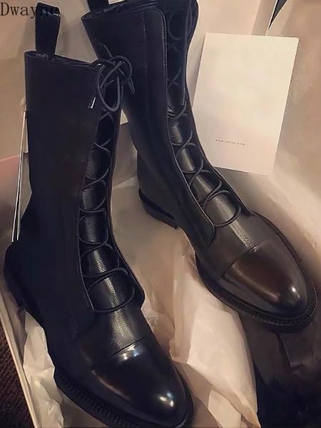 

retro black boots british wind 2019 new autumn net red 100-hitch single-boot locomotive midbarrel shoe tide