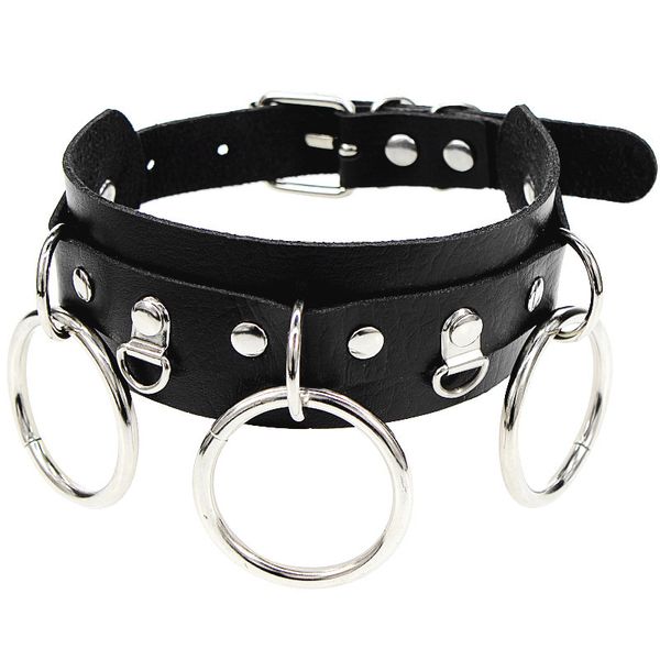 

leather choker collar for women goth punk choker chain silver color collar vegan bondage festival jewelry, Golden;silver