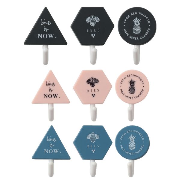 

3pcs simple geometric elements key hook wall coat hanger wall vehicle general hook self-adhesive stand holder home decoration
