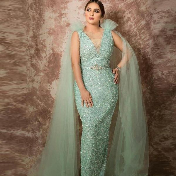 

блестящие mint green sequined пром платья с wrap блестки бисером русалка вечерние платья плюс размер платья партии износа африканских vestid, Black